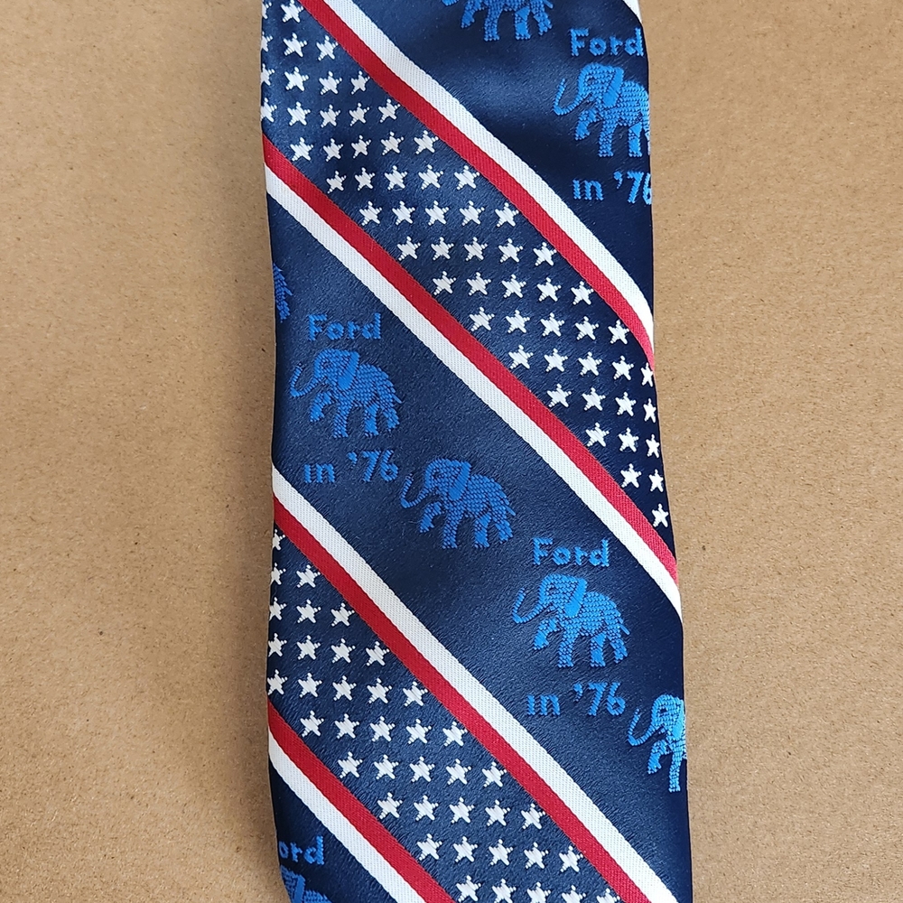 Ford Blue and Red Patriotic Tie with Elephant Motif